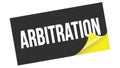 ARBITRATION text on black yellow sticker stamp