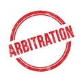 ARBITRATION text written on red grungy round stamp