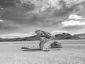 Arbol de Piedra tree of rock, the famous stone tree rock formation created by wind, in the Siloli desert in Bolivia Royalty Free Stock Photo