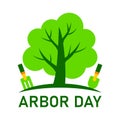 Arbor Day symbol or icon with planting Green tree and shovel illustration Royalty Free Stock Photo