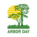 National Arbor Day vector symbol, with Green Tree silhouette illustration