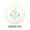 Arbor Day logo with tree and hands