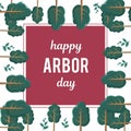 Arbor Day. Picture of a tree. Vector illustration for a holiday. Symbol of arboriculture, forests, agriculture. Space