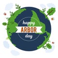 Arbor Day. Picture of a tree. Vector illustration for a holiday. Symbol of arboriculture, forests, agriculture. Space