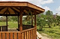 Arbor in a garden.