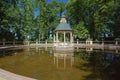 Arbor on a lake in the Summer Garden in St. Petersburg