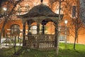 Arbor next to the church. Moscow, Russia. Royalty Free Stock Photo