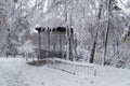 Arbor in the snowy park