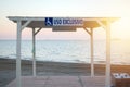 Arbor for Wheelchair user exclusive use at Los Narejos beach in Spain. Places in the Beach for people with disabilitiesthe sign is Royalty Free Stock Photo