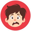 2D Illustration Scared Boy Face Expression Royalty Free Stock Photo