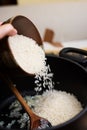 Arborio rice in a brown bowl