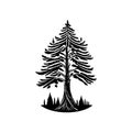 Arborvitae Icon hand draw black colour tree day logo symbol perfect