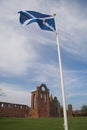 Arbroath Abbey and Saltire, Scotland