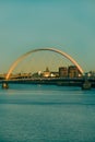 Arc Bridge Over the River Clyde in Glasgow Scotland at Sunset Royalty Free Stock Photo