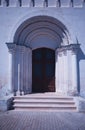 Arc of closed church door architecture background