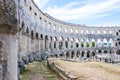 Arc columns rows in Pula Arena, Roman architecture monument.