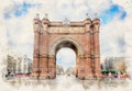 The Arc de Triomf or Arco de Triunfo in Barcelona, Spain