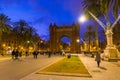 The Arc de Triomf in Barcelona at night, Catalonia, Spain