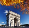 Arc de Triomphe in autumn, Paris, Royalty Free Stock Photo