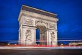 Arc de Triomphe & Blue Hour Royalty Free Stock Photo