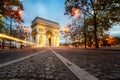 The Arc de Triomphe on a cloudy autumn day in Paris Royalty Free Stock Photo