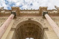 The Arc de Triomphe du Carrousel is a triumphal arch in Paris, located in the Place du Carrousel Royalty Free Stock Photo