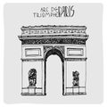 Arc de triomphe, hand drawn vector acrh in Paris, France