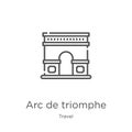 arc de triomphe icon vector from travel collection. Thin line arc de triomphe outline icon vector illustration. Outline, thin line