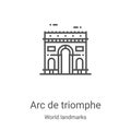 arc de triomphe icon vector from world landmarks collection. Thin line arc de triomphe outline icon vector illustration. Linear