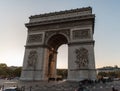 Arc de Triomphe de l`Ãâ°toile Triumphal Arch of the Star at sunset in late October