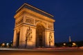 Arc de triomphe at night, Paris Royalty Free Stock Photo