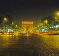 Arc de Triomphe at night in Paris