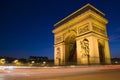 Arc de triomphe at night, paris, france Royalty Free Stock Photo