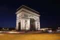 Arc de Triomphe at night in Paris, France Royalty Free Stock Photo