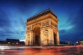 Arc de triomphe Paris city at sunset Royalty Free Stock Photo
