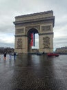 Arc de Triomphe in Paris in cloudy weather