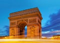 Arc de Triomphe in Paris, France at Dusk
