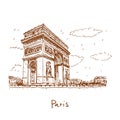 Arc de Triomphe. Paris, France. Graphic illustration