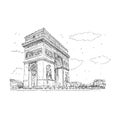 Arc de Triomphe, Paris, France. Graphic sketch