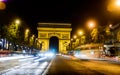 Arc de Triomphe in Paris the night city Royalty Free Stock Photo