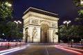 Arc de Triomphe in Paris at night Royalty Free Stock Photo