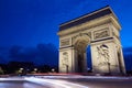 Arc de Triomphe in Paris at night Royalty Free Stock Photo