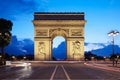 Arc de Triomphe in Paris at night Royalty Free Stock Photo