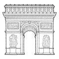 Arc De Triomphe, Paris: Vector Illustration Hand Drawn Landmark