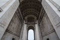 Arc de Triomphe Triumph Arch, or Triumphal Arch on place de l`Etoile in Paris, taken from below. Royalty Free Stock Photo