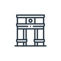 arc de triomphe vector icon isolated on white background. Outline, thin line arc de triomphe icon for website design and mobile,