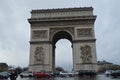 Arc De Triumph or Triomphe, located in the middle of the Place Charles de Gaulle, square in Paris France