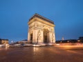 Arc de tTriomphe in Paris At Night Royalty Free Stock Photo