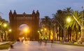 Arc del Triomf in summer twilight. Barcelona Royalty Free Stock Photo