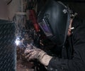 Arc flash light from a welding project. Royalty Free Stock Photo